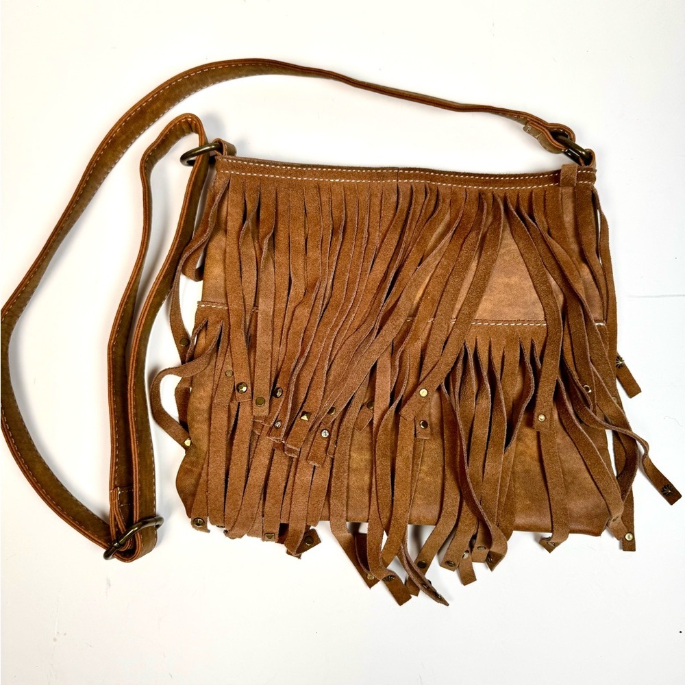 Boho Fringe Brown Crossbody Bag